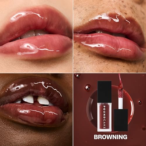POUND CAKE Cake Theory: Lip Tone Equalizing Oil | For Balanced Lip Color | Hydrating and High-Shine Blurring Lip Oil with Purple Brown Tint | Clean, Vegan, and Moisturizing Formula ? 0.23 oz, Browning