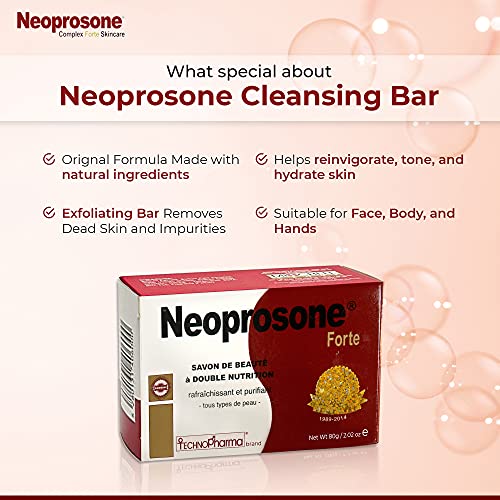 Neoprosone, Skin Brightening Soap | 2.02 oz / 80 g | Exfoliating Soap, Fade Spots on Body, Knees, Face, Armpits | with Glycerin