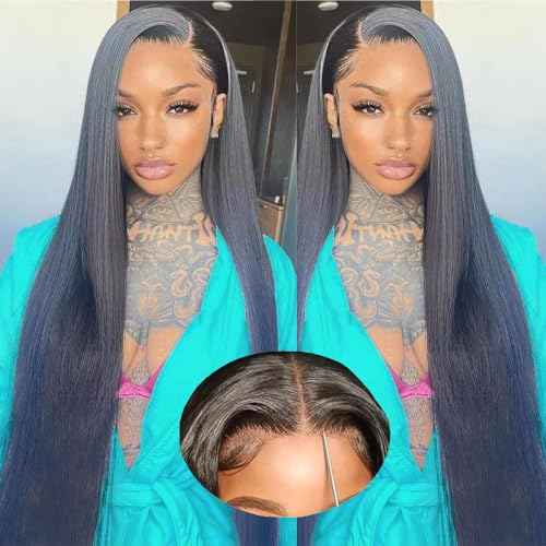 6x5 Wear and Go Glueless Wigs Human Hair Pre Plucked Pre Cut 200% Density HD Lace Straight Lace Front Wigs Human Hair Glueless Lace Front Wigs For Women 26 Inch