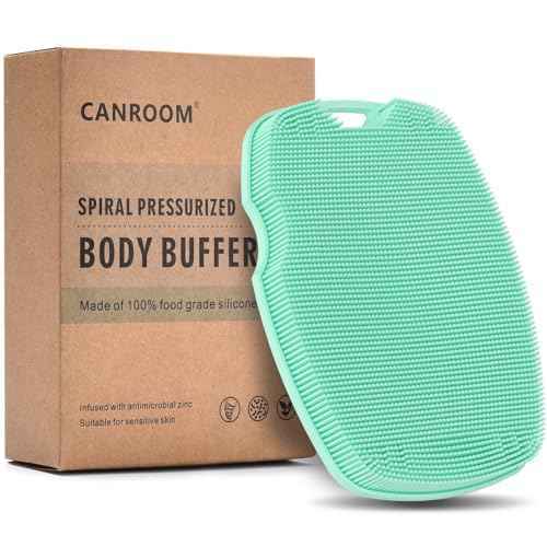 Silicone Body Scrubber - Anti Zinc Infused-Highly Elastic Bristles Exfoliating Body Scrubber for Shower Body,Cellulite Reduction,Blood Circulation - Green