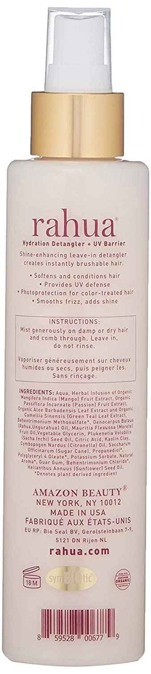 Rahua Hydration Detangler Spray + UV Barrier, Vegan Leave In Hair Spray, Conditioner for Added Shine, Damage Protection, Humidity & Frizz Control, Oil, Morete & Mango, All Hair Types, 6.5 Fl Oz