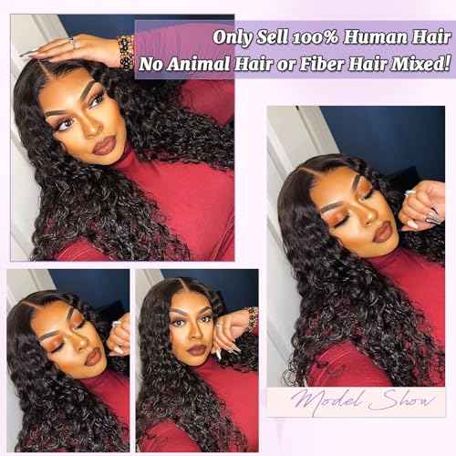 Water Wave HD Frontal 13x6 Lace Frontal Big Space Size Long Part 100% Human Hair Transparent Lace Closure Free Part From Ear to Ear Natural Black Color 22 Inch