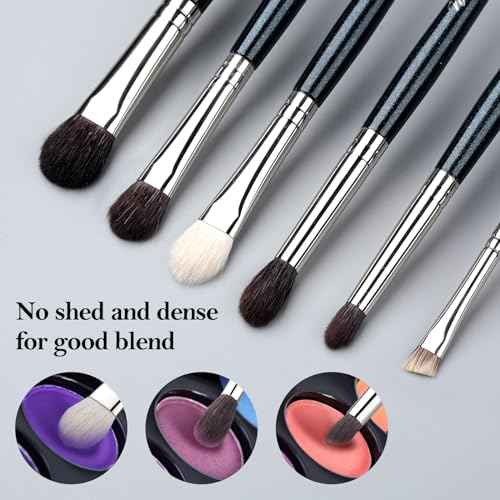 Natural Goat Hair Eye Makeup Brush Set, 6 Pcs Professional Blending Eyeshadow Makeup Brushes for Concealer Eyebrows Eyeliner, Soft Hairs & Wood Handle¡¦ (blue 6pcs)