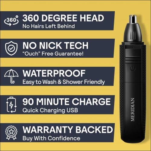 MERIDIAN Nose/Ear Hair Trimmer for Men and Women - Onyx