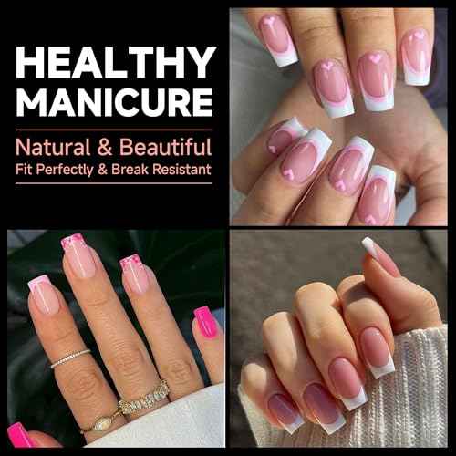 UNA GELLA Short Square Nail Tips Pre-buff Soft Gel Nail Tips Matte Square False Nails Tips Acrylic Full Cover 504Pcs 15Sizes Gelly Press On Nails Fake Nails Tips for Nail Extension DIY Salon