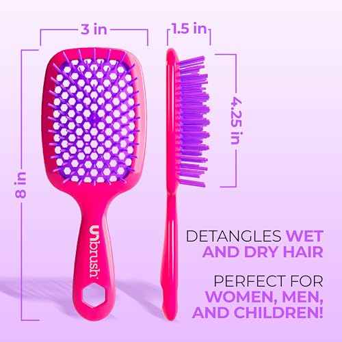 FHI Heat UNbrush Detangling Brush for Pain-Free Brushing on All Wet or Dry Hair Types ? Durable DuoFlex Anti-Static Bristles, Lightweight Handle, Vented Hair Brush