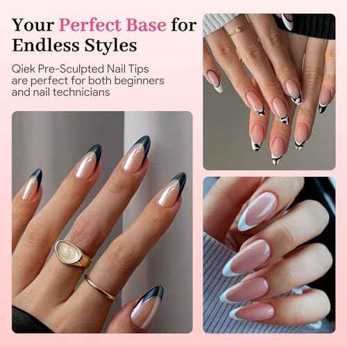 Medium Almond Pre-Building Nail Tips Kit, 15 Sizes 240 PCS Pre-shaped Apex Pink Thick Extensions Tip Soft Half Matte Press On Fake Nails Glue Gel Nail Lamp for DIY Beginners & Salon Manicure