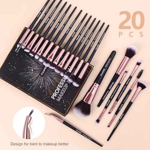 Make up Brushes, 20 Pcs Professional Makeup Brushes Set Foundation Eyeshadow Blush Brush,Travel Kabuki Blending Concealers Face Powder Eye Makeup Brush Sets with Gift box(Black)