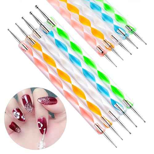 Silicone Sculpture Pen and Dotting Tool 10 Pcs Kit Double End Brushes for Nail Art Salon or at Home