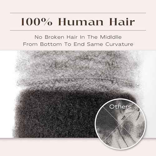 Afro Kinkys Bulk Human Hair, 22 Inch 50G/Pack Soft 4C Afro Kinky-Curly Human Hair Bulk for Twist Dreadlocks Extensions Repair Locs Natural Black 1 Pack (1B, 22inch)