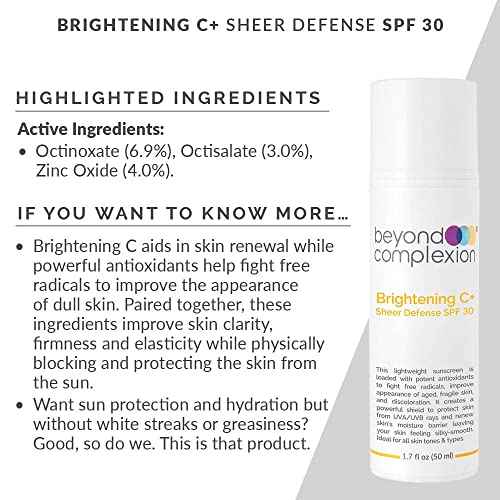 Brightening C+ Sheer Defense SPF 30 - Oil-Free, Fast-Absorbing SPF Makeup that Reduces Redness and Evens Skin Tone