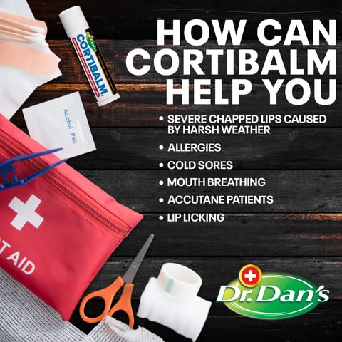 Dr. Dan's Cortibalm - 3 Pack - for Dry Cracked Lips - Healing Lip Balm for Severely Chapped Lips - Designed for Men, Women and Children -