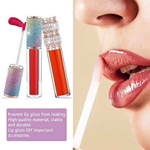 AMORIX 72 Pack 5ml Crystal Rhinestone Lip Gloss Tubes with Wand 5ml Empty Lip Gloss Containers Lipgloss Bottles with Stoppers 4pcs Syringes + Labels for DIY Lip Gloss Balm