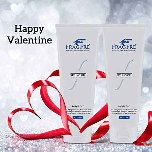 Hair Styling Gel 8 oz (2-Pack Gift Set) Medium Hold - Fragrance Free Hypoallergenic - Irritation Free Styling Gel for Sensitive Skin - for Men Women Children - Gluten Free Vegan Cruelty Free