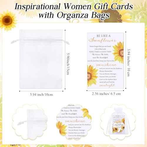 50 Set Inspirational Compact Mirror Bulk Christmas Appreciation Gift for Women Mini Makeup Pocket Mirror with Motivational Cards for Thanksgiving Coworker Employee Nurse Friends (Sunflower)