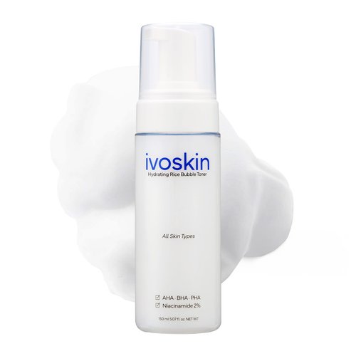 IVOSKIN Rice Milky Bubble Toner | Soothing & Barrier Support, Replenishing Care for Sensitive & Blemish-Prone Skin | with Niacinamide & Rice Extract, 5.07 fl oz (150 ml)