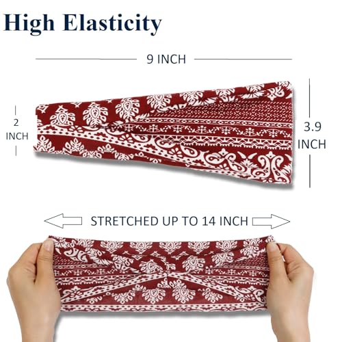 AKTVSHOW 12 Pack Boho Headbands - Wide Non-Slip Elastic Headbands, Trendy Hair Accessories for Women's Yoga, Workout, and Fashion