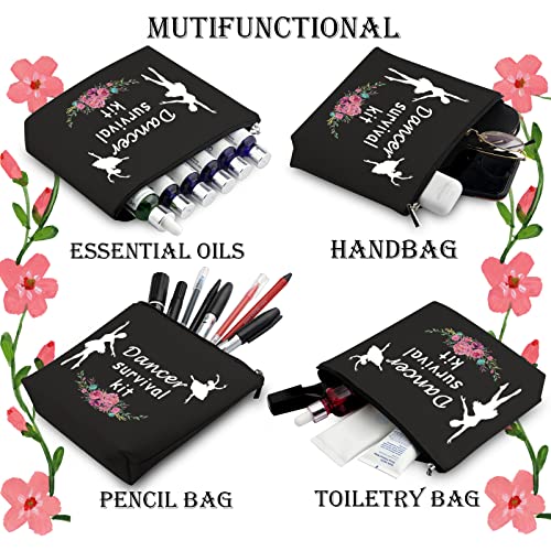 WCGXKO Dancer Survival Kit Dancer Gift Zipper Pouch Makeup Bag for Dance Instructor Dance Recitals and Dance Teams (Dancer Survival black)