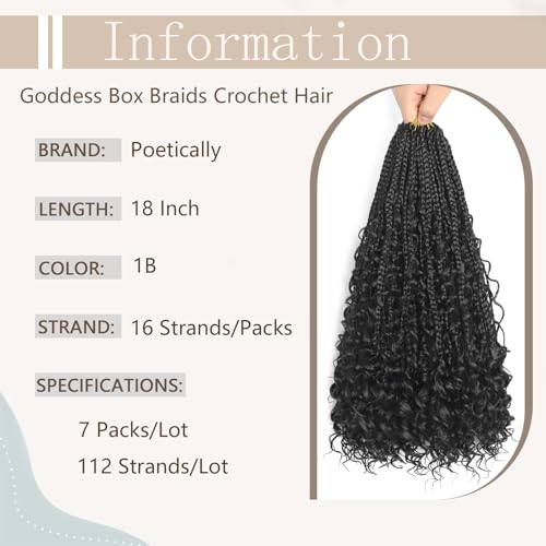 Poetically Boho Crochet Braids 18 Inch Goddess Box Braids Crochet Hair Boho Box Braids Crochet Hair Boho Crochet Braids With Curly Ends Black Pre Looped Bohemian Box Braids Crochet Hair for Women