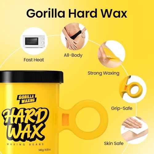 Gorilla Waxing Korean Microwave Hard Wax Beads, Stripless and Tweezeless, Microwaveable Reusable Cups, Gentle on Sensitive Skin, Face, Legs, Bikini Line and Full Body Use, Korean Skin Care, 4.9 oz x 2