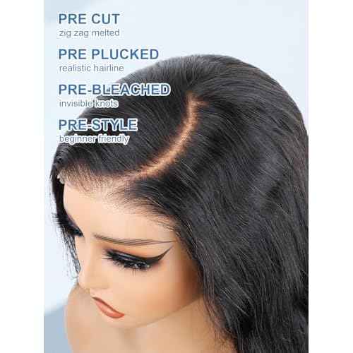 18 Inch Side Part Body Wave 7X5 Wear and Go Glueless Wigs Human Hair Pre Plucked Pre Cut Pre Bleached Knots HD Lace Front Wigs for Black Women Glueless Wig 180% Density