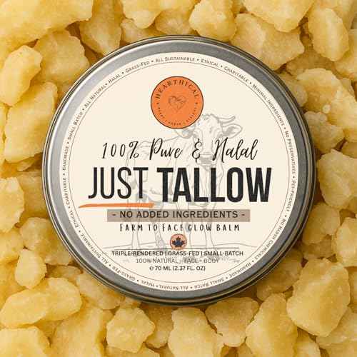 JUST Tallow - No Added Ingredient - 70 g Halal Grass Fed Beef Tallow For Skin - Organic Beef Tallow Moisturizer ? Beef Tallow Face Moisturizer & Beef Tallow Balm For Face ? Unscented