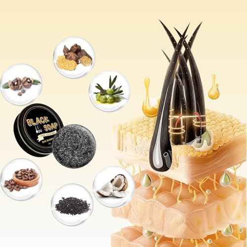 2 PCS Gray Hair Reverse Bar Soap, Black Shampoo Bars for Hair & Beard Darkening, Deep Clean & Nourish the Scalp, Black Soap for Men and Women. FH