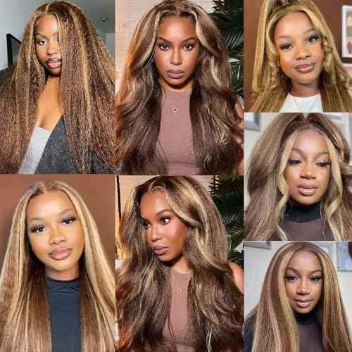 P427 Highlight Blonde Bundles Human Hair Brown Kinky Straight 3 Bundles 28 28 28 Inch Unprocessed Brazilian Virgin Remy Honey Blonde Bundle Human Hair Extensions