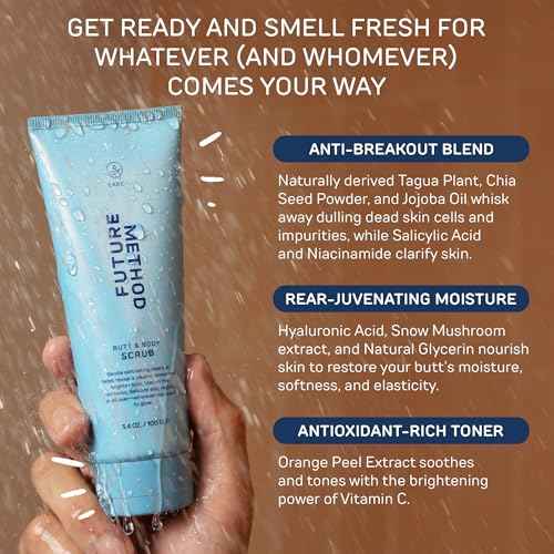 Body Scrub Exfoliating Cleanser - Butt Scrub with Hyaluronic Acid, Jojoba Oil, & Vitamin C - Clarifying & Hydrating Butt Exfoliator, 3.04 oz (Pack of 1)
