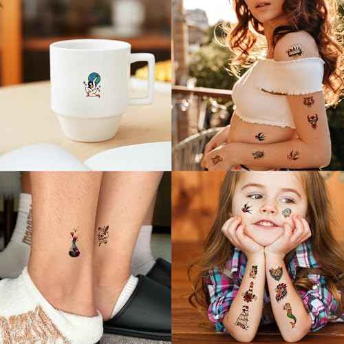 76 Pcs Retro Temporary Tattoos Classic Old School Colorful Tattoos Stickers Flowers Snake Adult Men Women Body Art