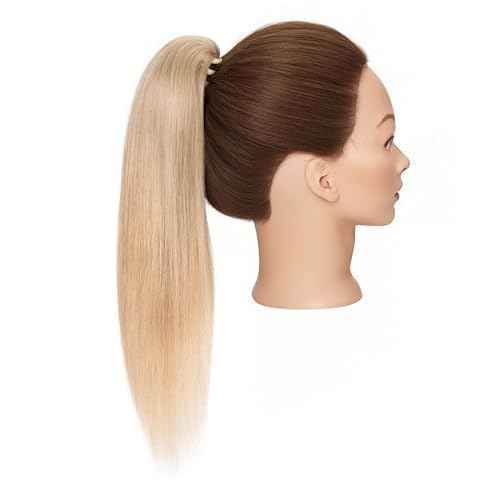 TESS Human Hair Claw Clip Ponytail Extension Real Remy Hair long ponytail extension for Women Straight, 20 Inch, Flax Yellow Mixed Light Gold