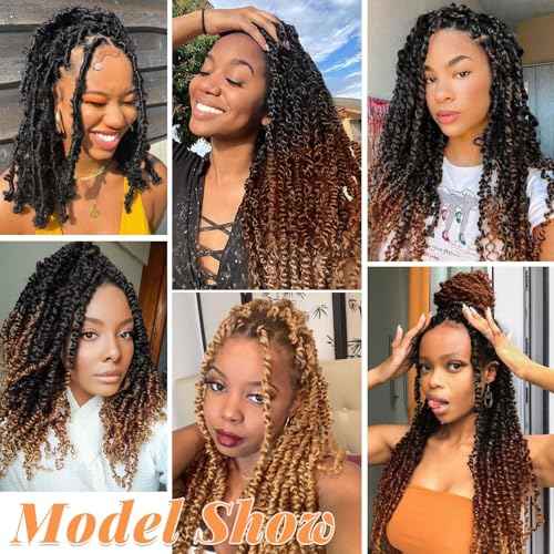 Parceria 8 Packs Afro Twist Hair Pre-Separated Spring Twist Hair 12 Inch Marley Twist Braiding Hair Soft Locs Crochet Hair Synthetic Hair Kinky Twist Hair for Women (12 Inch (Pack of 8), 1B#)