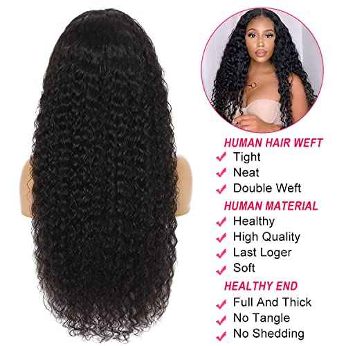 Deep Wave Lace Front Wigs Human Hair Pre Plucked 13x4 Lace Frontal Wigs For Women With Baby Hair 180% Density Wet and Wavy Transparent Brazilian Human Hair Wig Pre plucked Hair Natural Color 24Inch