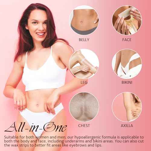 Wax Strips for Hair Removal, Wax Strips, Waxing Kit For Women Face, Body, Arms, Legs, Chest, Back, Bikini Wax Strips, Waxing Hair£¬Removeal Kit with 80PCS + 4 Calming Oil Wipes