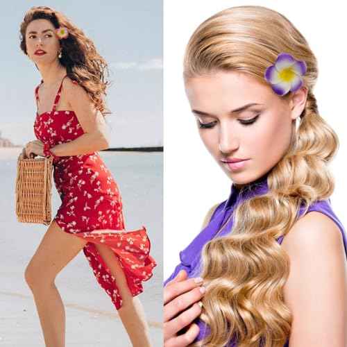 40PCS Frangipani Artificial Foam Hair Clips for Bridal, Wedding, Luau, Beach, Tropical Party Decorations