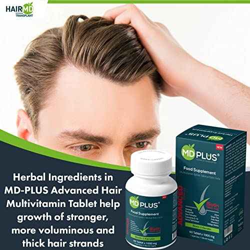 MD Plus Hair Growth Multivitamin Tablets (Biotin, Keratin & Saw Palmetto) - Designed for Hair Loss Treatment - Thickens Hair - Balances Diet to Help Block DHT