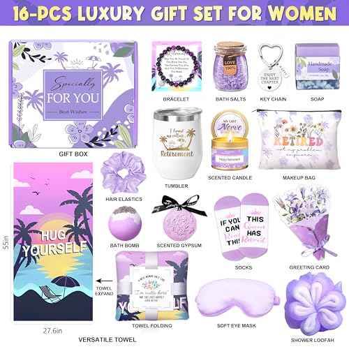 Retirement Gifts for Women 2025 Happy Retirement Gifts for Coworker Nurses Teacher Boss Friends Mom Grandma Retirees Best Retirement Gifts Ideas Funny Retired Gifts Basket
