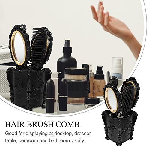 Wide Tooth Comb Round Mirror Makeup Set Hair Brush Set With Holder Vintage Hair Brush Set, Detangling Hair Brush,Rat Tail Comb Vintage Hand Mirror Womens Wallet