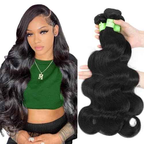 Human Hair Bundles Body Wave Bundles Human Hair 20 22 24 Inch 12A Grade 100% Unprocessed Brazilian Virgin Hair Body Wave 3 Bundles Deals Real Human Hair Extensions For Black Women Natural Black