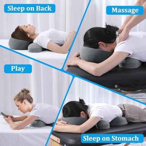 MABOZOO Face Down Massage Pillow, Face Down Pillow for Sleeping with Non-Slip Bottom, Home Head Cushion and Chest Cushion for SPA, Sleep (Gray)