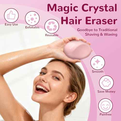 Crystal Hair Eraser for Women and Men, Reusable Crystal Hair Remover Painless Exfoliation Epilators Hair Removal for Women, Magic Hair Eraser for Back Arms Legs (Pink)