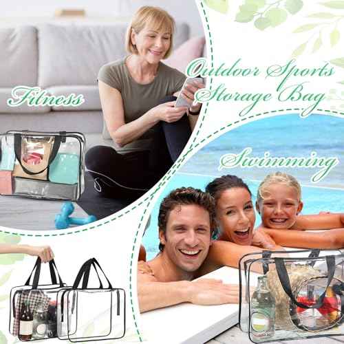 Reginary 10 Pack Large Clear Toiletry Cosmetic Makeup Bag with Zipper and Handle Travel Tote Pouch PVC Plastic Toy Storage Organizer