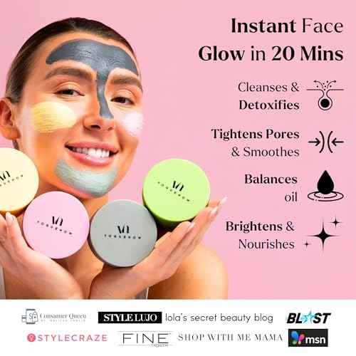 VogueNow Clay Mask Gift Pack of 4 Jars (400g) With Cute Headband & Brush | Premium Clay Face Mask | Turmeric Vitamin C, Green Tea, Rose, Dead Sea Mud | Clay Mask For Face | Spa Gift set for Women