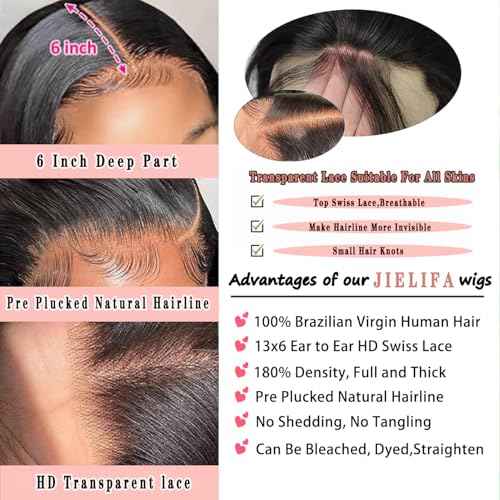 28 Inch 13x6 Body Wave Lace Front Wigs Human Hair Pre Plucked Glueless Wigs Human Hair 180% Density Body Wave 13x6 HD Transparent Frontal Wigs Lace Front Wigs for Women