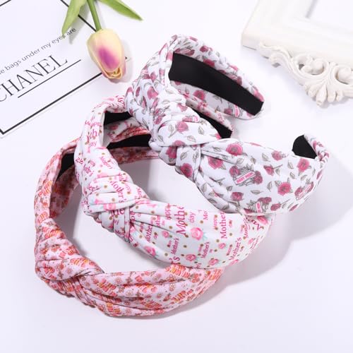 NVENF 3PCS Easter Mexican Mother's Day Headband Accessories for Women Knotted Headbands Holiday Gifts (3PCS Mother's Day B)