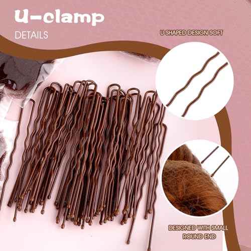Hair Net Set - 20 Invisible 50cm Hairnets, 40 U-Shaped Pins for Women, Girls Ballet Buns and Dance (Brown)