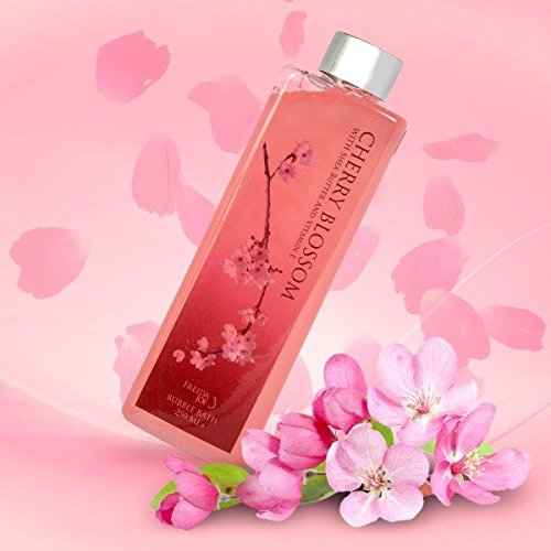Deluxe Cherry Blossom Spa Basket - Home Spa Set with Bubble Bath, Bath Salts, Body Lotion, Bath Puff, and Rose Soaps in Wooden Curio