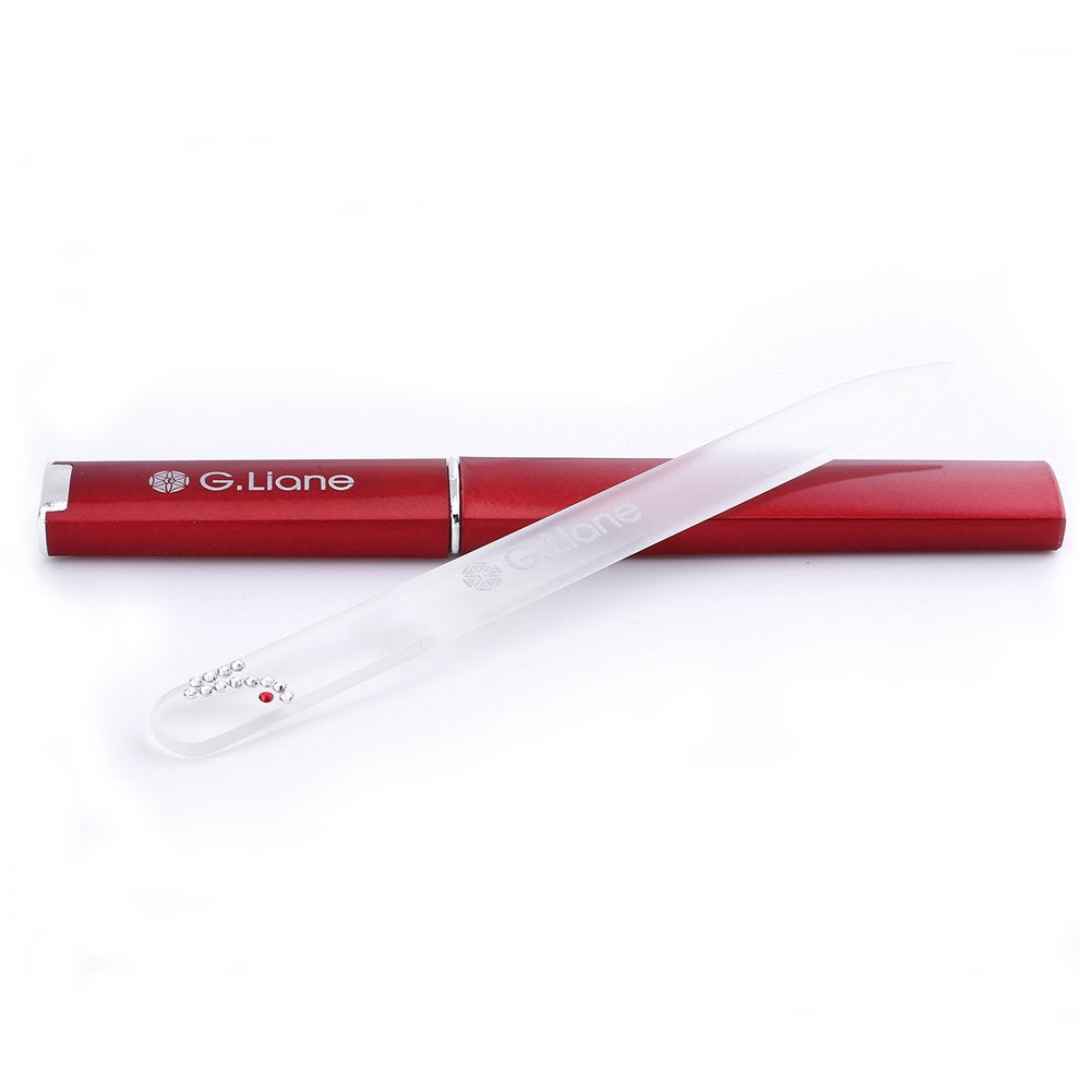 G.Liane Crystal Nail File with Austria Crystals Professional Nail File in Case Manicure Pedicure Kit for Natural Nails Acrylic Nails Gels Nails Manicure Tools for Home and Salon (Red Highheel)