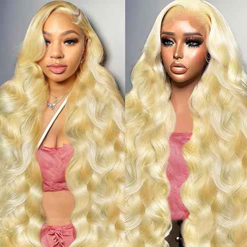 613 13x6 Lace Front Wig Human Hair 200 Density 30 Inch Body Wave Blonde Wig Human Hair 13x6 613 HD Lace Front Wig Virgin Human Hair Pre Plucked Natural Hairline Tiny Knots Tangle Free Shedding Free
