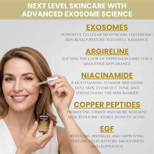 Exosome Multi-Peptide Serum ? 2% Exosomes, Argireline, Copper Peptides (GHK-CU), Oligopeptide-1 (EGF) & Hyaluronic Acid ? Advanced Anti Aging Skincare Stem Cell Serum with Multi Peptide